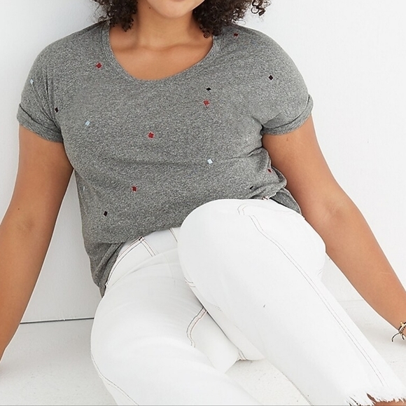 Madewell Embroidered U-Neck Tee Medium - Picture 2 of 10